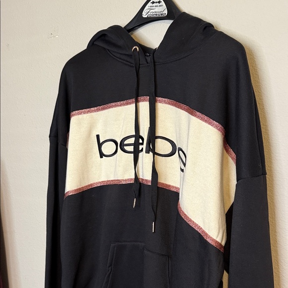 Bebe Black and Cream Women's Hoodie - Picture 3 of 6